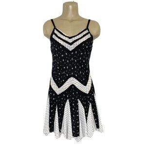 Free People Intimately In and Out Ditsy Sip Dress size Small Mini Black White